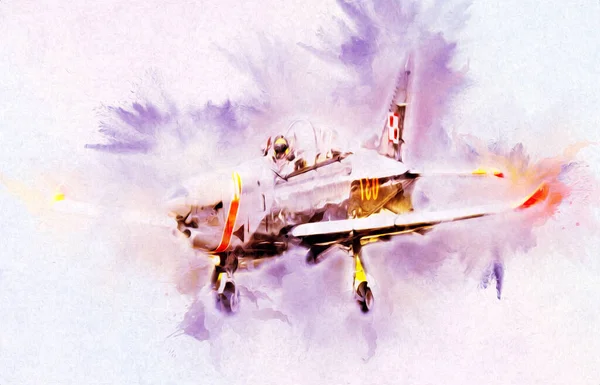 Americano Jet Fighter Aereo Disegno Illustrazione Arte Vintage — Foto Stock