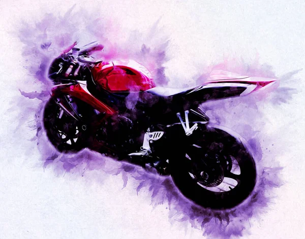 Motorrad Llustration Farbe Isoliert Kunst Vintage Retro — Stockfoto