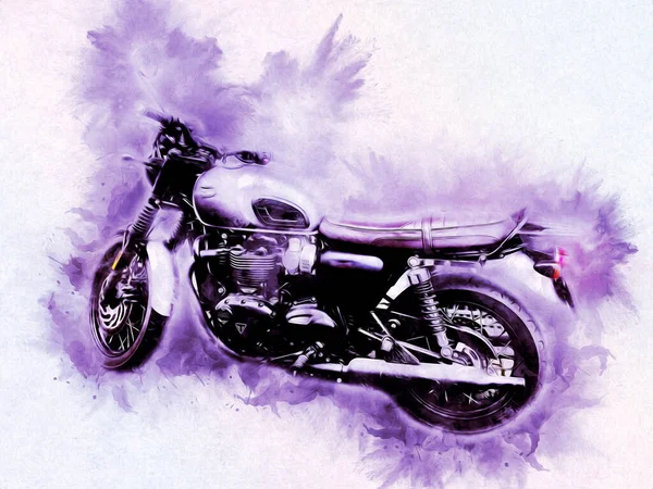 Motorrad Llustration Farbe Isoliert Kunst Vintage Retro — Stockfoto