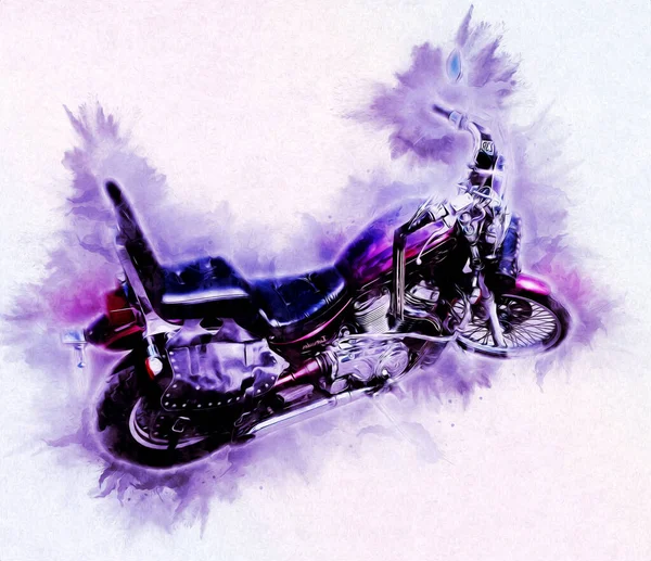 Motorrad Llustration Farbe Isoliert Kunst Vintage Retro — Stockfoto