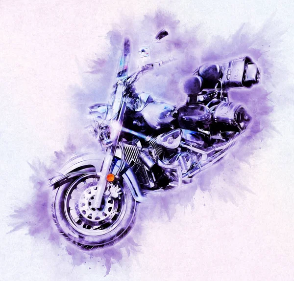 Motorrad Llustration Farbe Isoliert Kunst Vintage Retro — Stockfoto