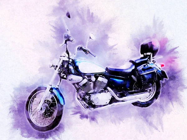 Motocykl Ilustracja Kolor Izolowane Sztuki Vintage Retro — Zdjęcie stockowe