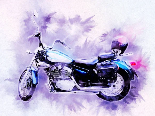 Motocykl Ilustracja Kolor Izolowane Sztuki Vintage Retro — Zdjęcie stockowe