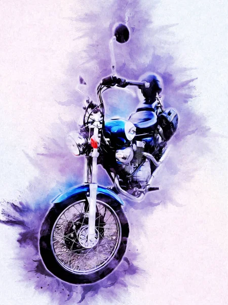 Motociclo Llustrazione Colore Isolato Arte Vintage Retro — Foto Stock