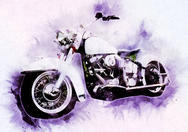 Motorrad Llustration Farbe Isoliert Kunst Vintage Retro — Stockfoto