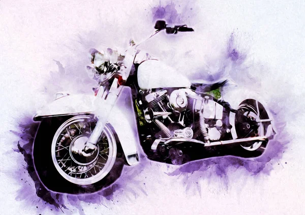 Ilustración Motocicleta Color Arte Aislado Vintage Retro — Foto de Stock