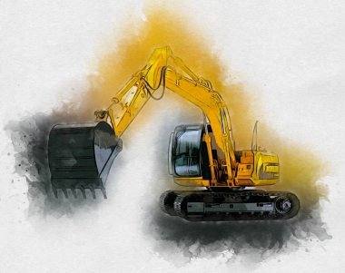 Ekskavatör illüstrasyon izole renk sanat eseri