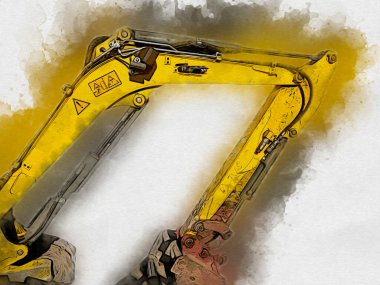 Ekskavatör illüstrasyon izole renk sanat eseri