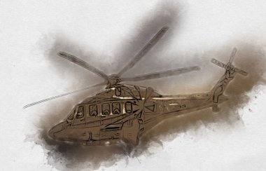 askeri helikopter resim sanatı klasiği çiziyor