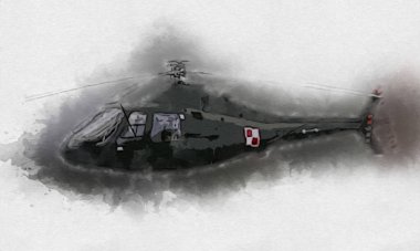 askeri helikopter resim sanatı klasiği çiziyor
