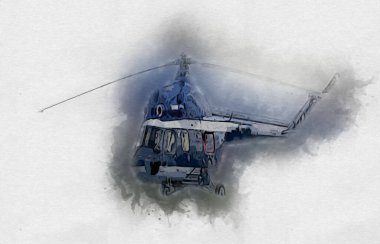 askeri helikopter resim sanatı klasiği çiziyor