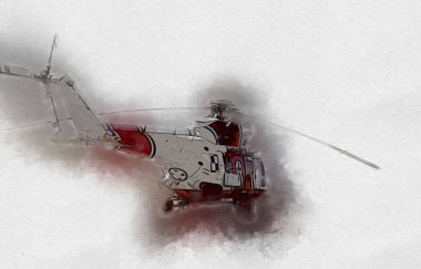 askeri helikopter resim sanatı klasiği çiziyor