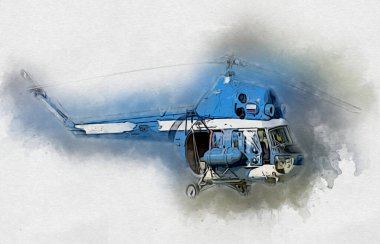 askeri helikopter resim sanatı klasiği çiziyor