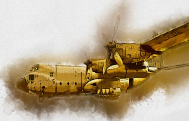 Amerikan savaş uçağı resim sanatı klasiği çiziyor.