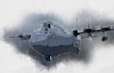 Amerikan savaş uçağı resim sanatı klasiği çiziyor.