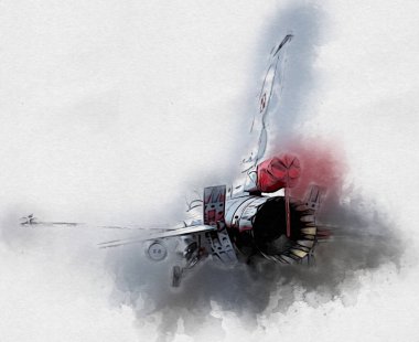 Amerikan savaş uçağı resim sanatı klasiği çiziyor.