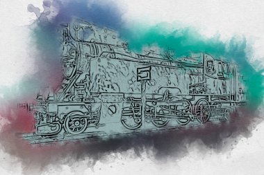 Eski buharlı lokomotif motoru antika