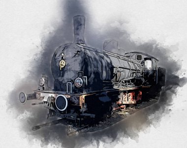 Eski buharlı lokomotif motoru antika