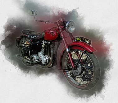Motosiklet görüntüleme rengi izole edilmiş sanat antika retro