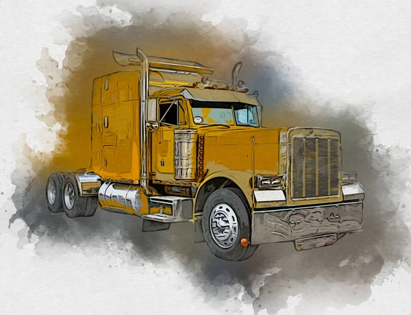 American Truck Illustration Color Isolated Art Vintage Retro – stockfoto