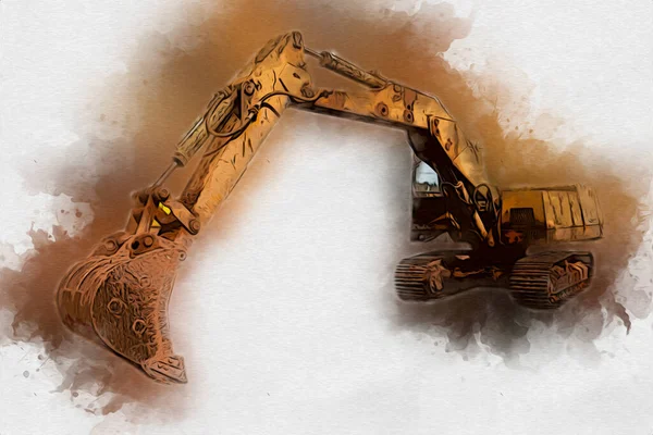 Excavator Illustration Color Isolated Art Work — Stock Photo, Image