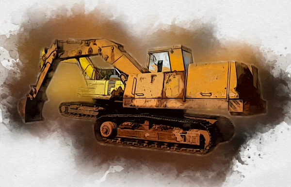 Excavator Illustration Color Isolated Art Work — Stock Photo, Image