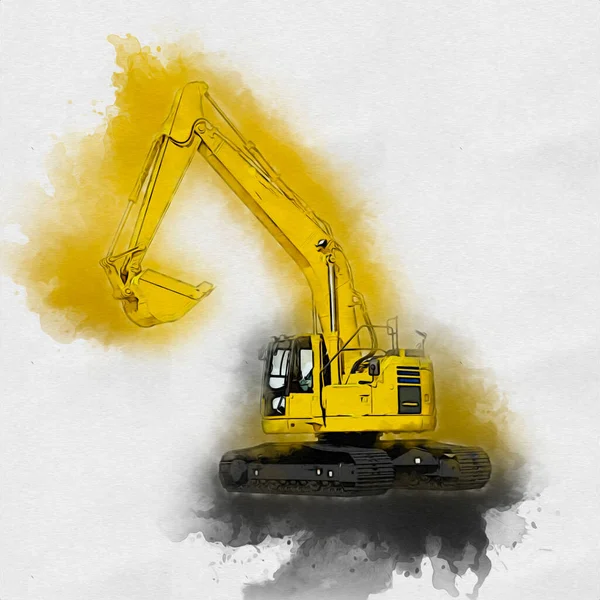 Excavator Illustration Color Isolated Art Work — Stock Photo, Image