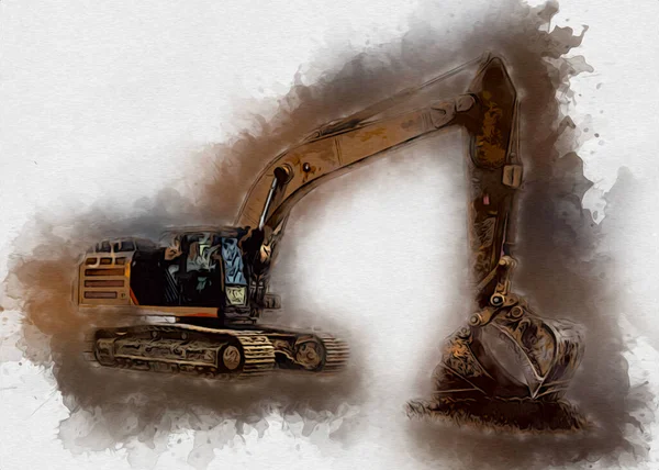 Excavator Illustration Color Isolated Art Work — Stock Photo, Image