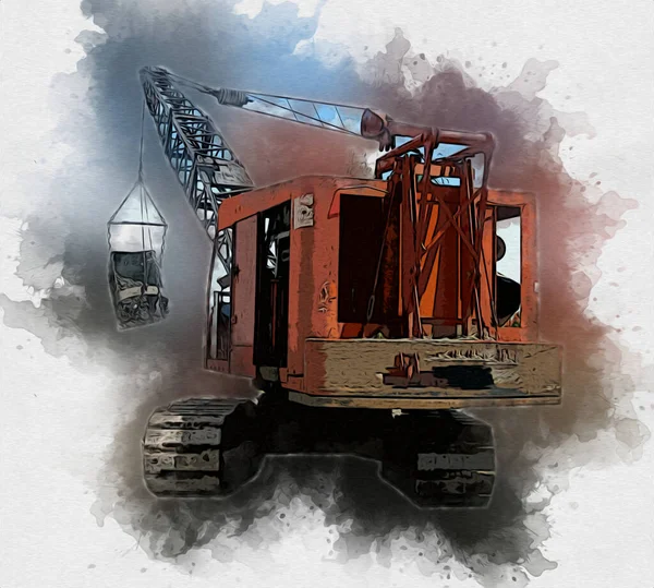 Excavator illustration color isolated art work