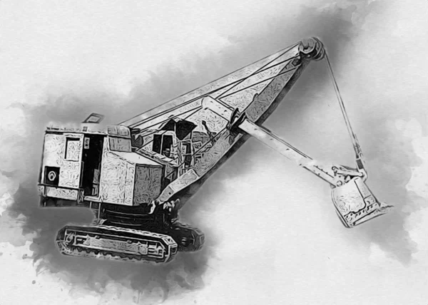 Excavator illustration color isolated art work