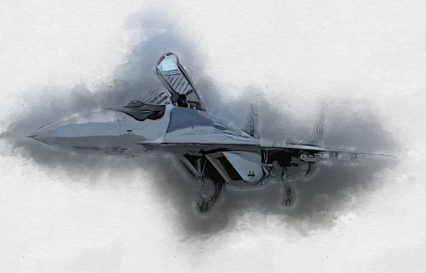 American Jet Fighter Aircraft Drawing Illustration Art Vintage — Stock Photo, Image