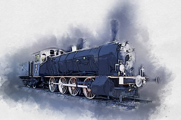 Vieille Locomotive Vapeur Vintage Rétro — Photo