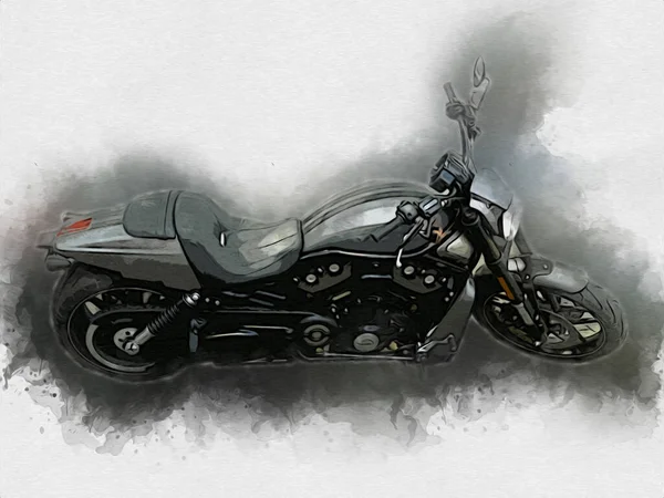 Motocykl Ilustrace Barva Izolované Umění Vintage Retro — Stock fotografie
