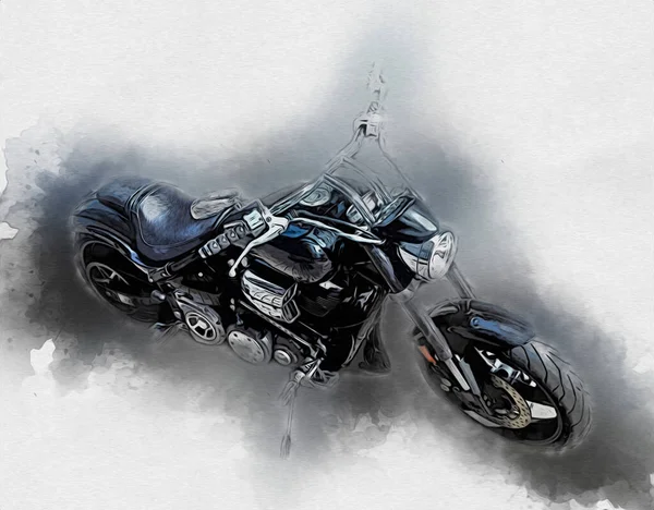 Motocykl Ilustracja Kolor Izolowane Sztuki Vintage Retro — Zdjęcie stockowe