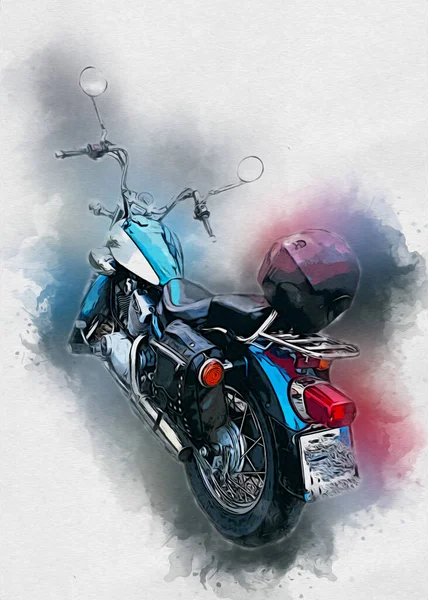 Motorrad Llustration Farbe Isoliert Kunst Vintage Retro — Stockfoto