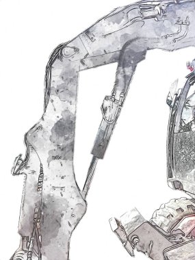 Ekskavatör illüstrasyon izole renk sanat eseri