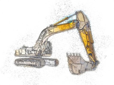 Ekskavatör illüstrasyon izole renk sanat eseri