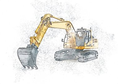 Ekskavatör illüstrasyon izole renk sanat eseri