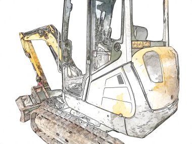 Ekskavatör illüstrasyon izole renk sanat eseri