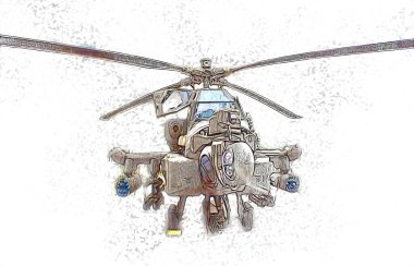 askeri helikopter resim sanatı klasiği çiziyor