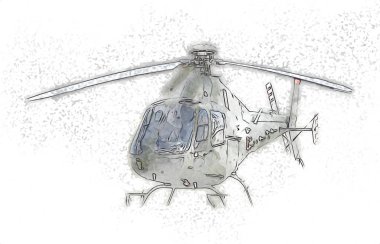 askeri helikopter resim sanatı klasiği çiziyor