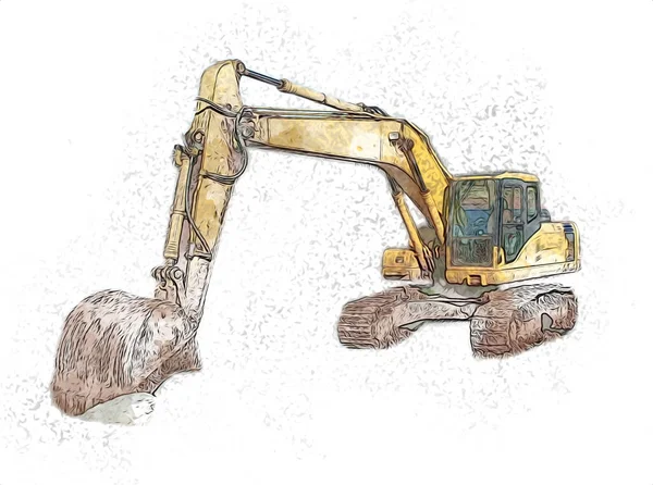 Excavator Illustration Color Isolated Art Work — Stock Photo, Image