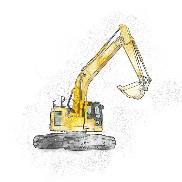 Excavator Illustration Color Isolated Art Work — Stock Photo, Image