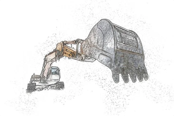 Excavator illustration color isolated art work