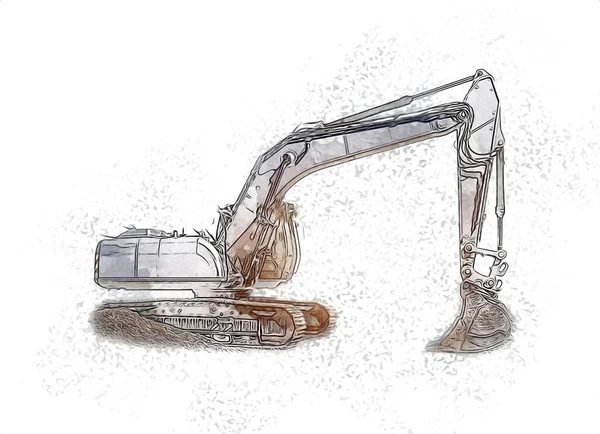 Excavator illustration color isolated art work