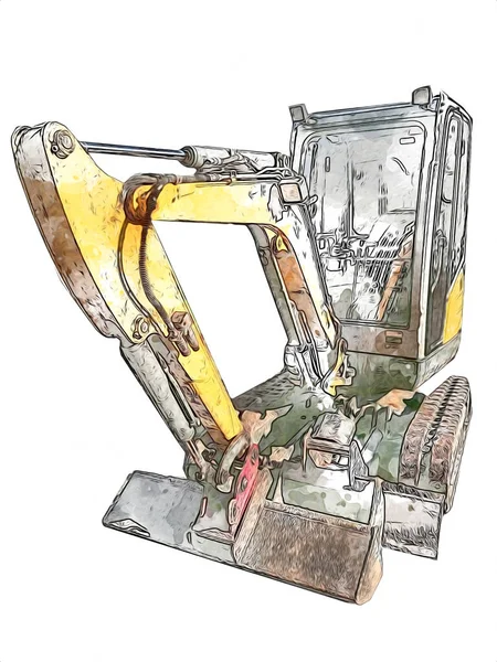 Excavator Illustration Color Isolated Art Work — Stock Photo, Image