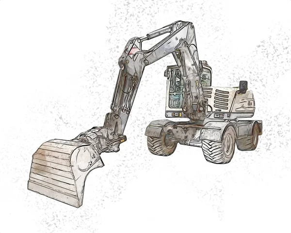 Excavator Illustration Color Isolated Art Work — Stock Photo, Image