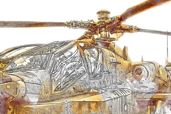 Военный Вертолет Рисунок Иллюстрации Искусства Винтаж — стоковое фото