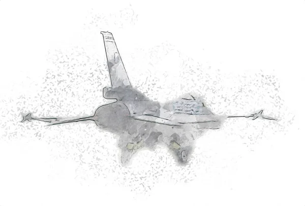 American Jet Avión Combate Dibujo Ilustración Arte Vintage — Foto de Stock