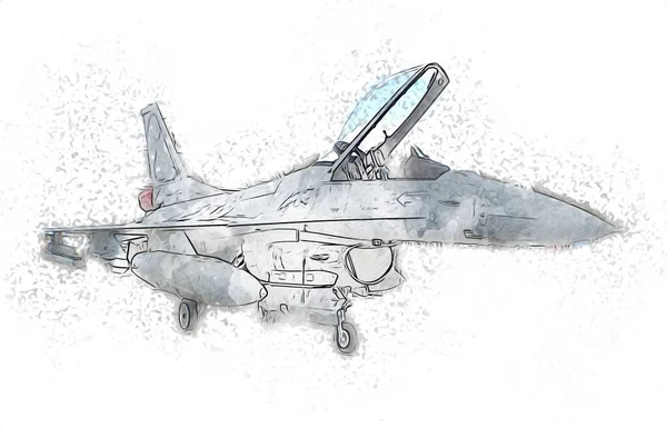 American Jet Avión Combate Dibujo Ilustración Arte Vintage —  Fotos de Stock